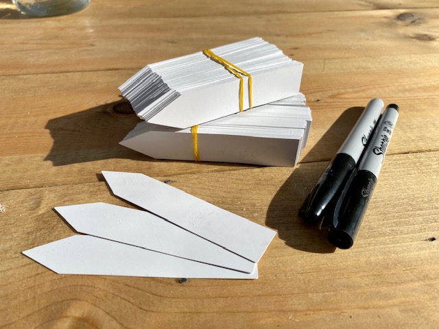 labels for seeds, tools and supplies for seed-starting